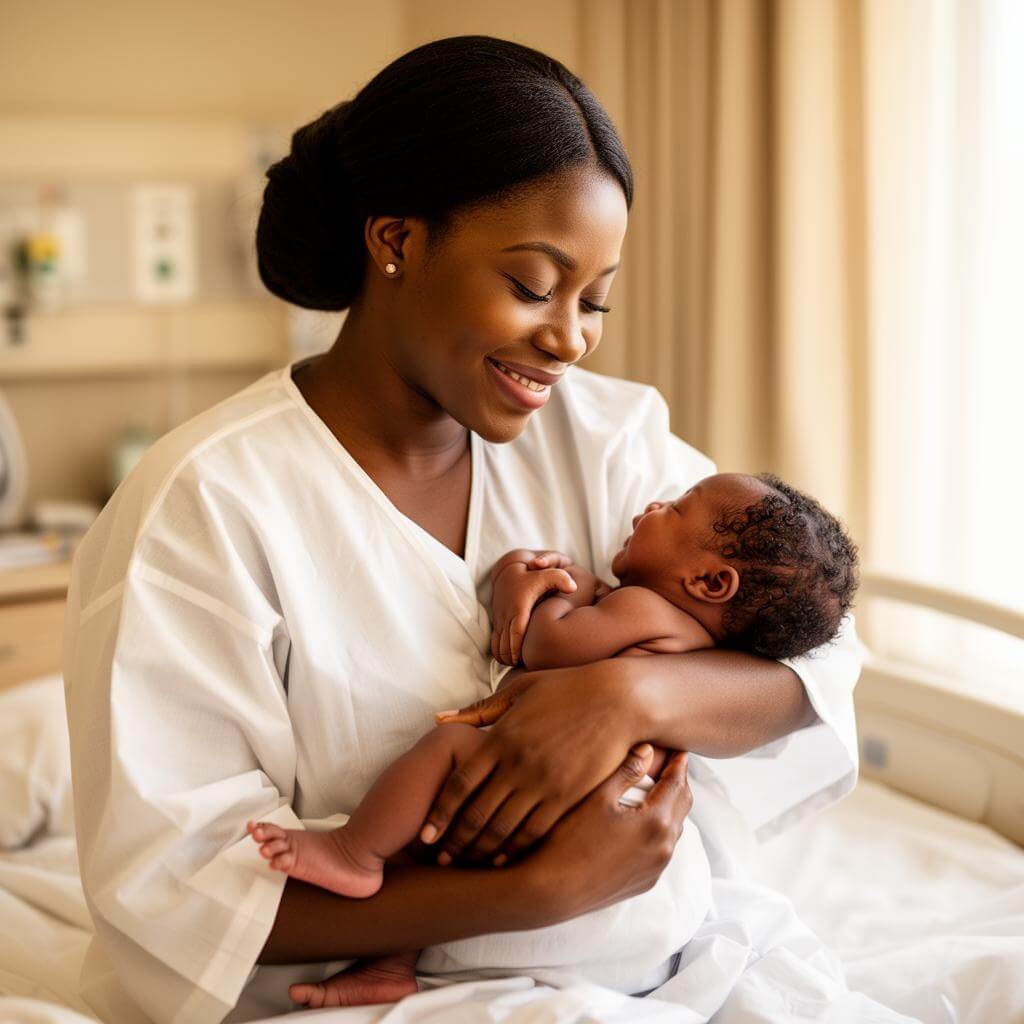 Mother with her new born baby